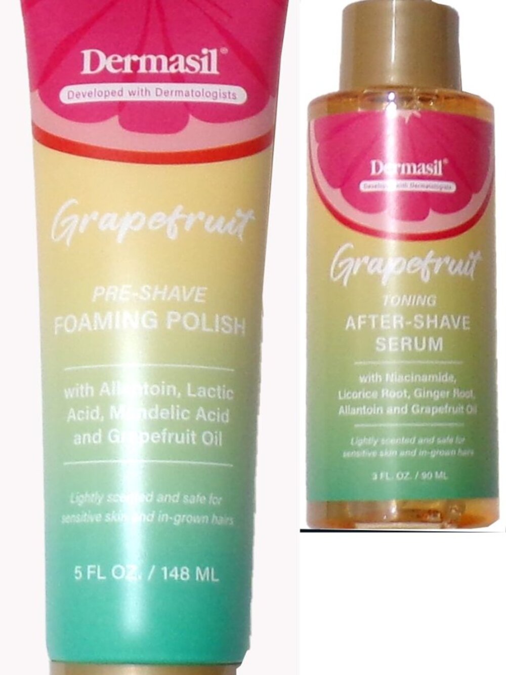 Dermasil Grapefruit Pre-Shave Foaming Polish, Brightening Shave Butter & Serum